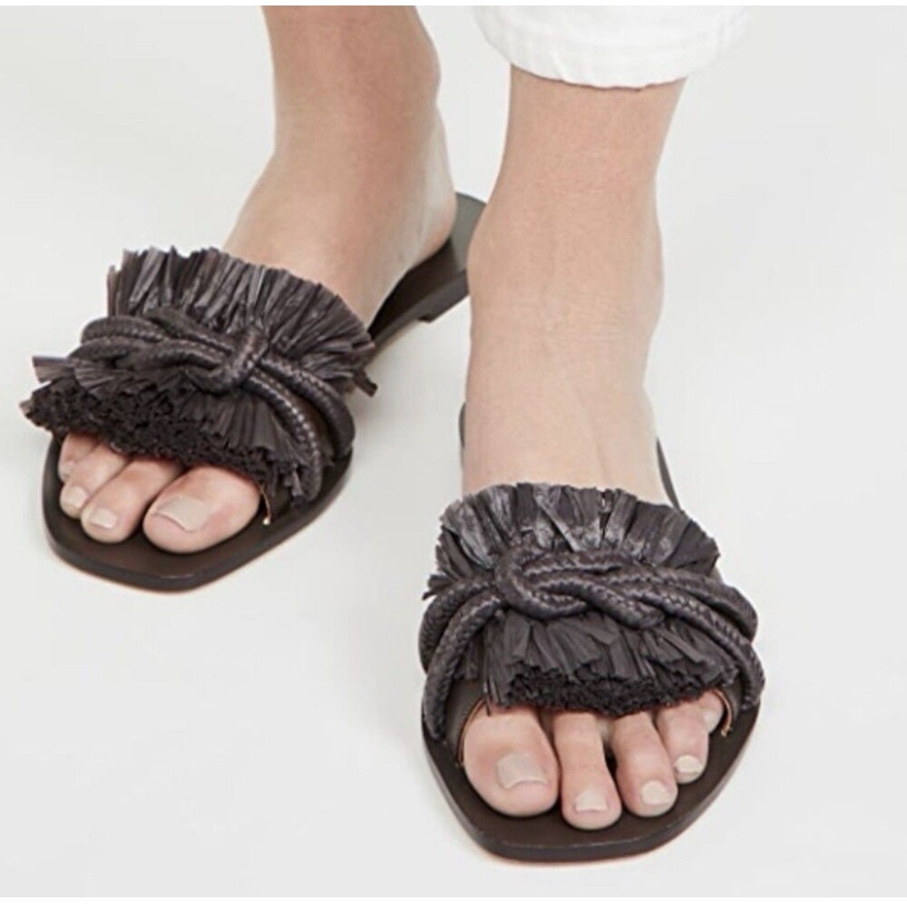 Tory Burch Rope Flat Slide Sandals In Fudge Sz 9 - Picture 11 of 11